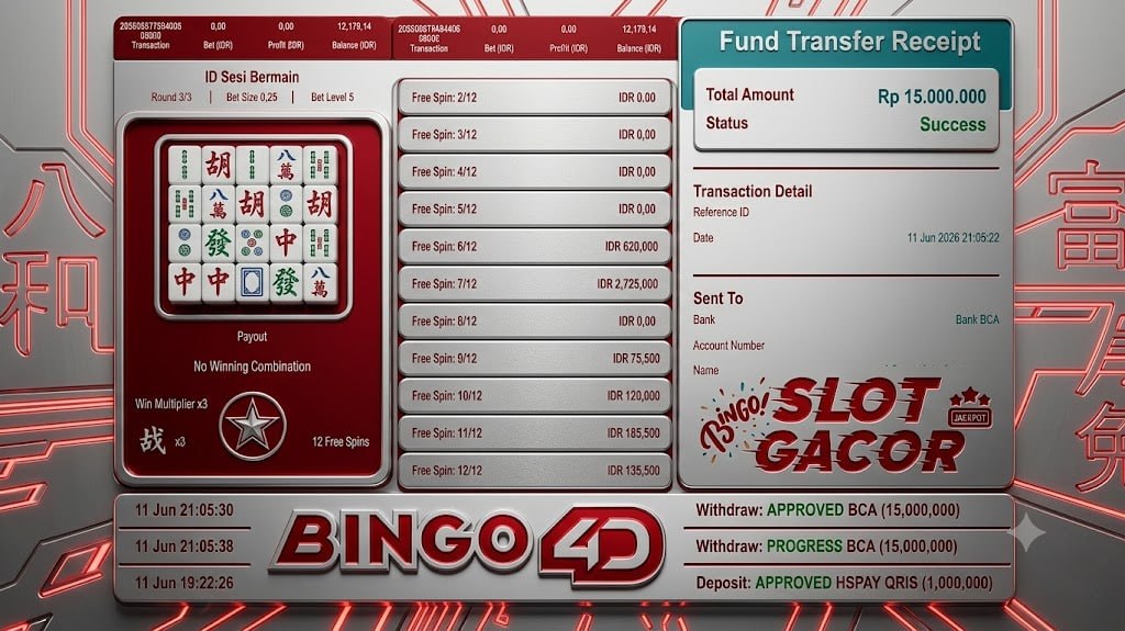 SELAMAT KEPADA MEMBER BINGO4D
DEPOSIT : RP 1.000.000
WITHDRAW : RP 15.000.000
LI